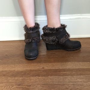 Sorel wedge fur bootie